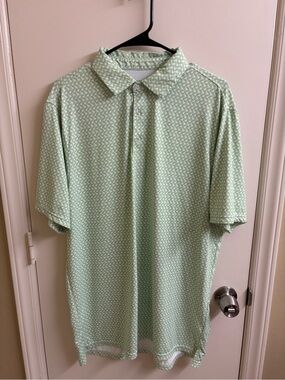 Short Par 4 Golf Polo Performance Shirt Mens Large Green World Amateur Print